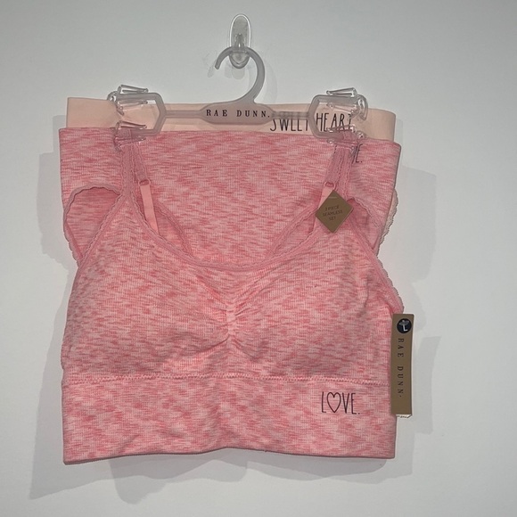 RAE Dunn Pink 3 Pieces Seamless Bralette And Panties Set Size  Large - Picture 2 of 13